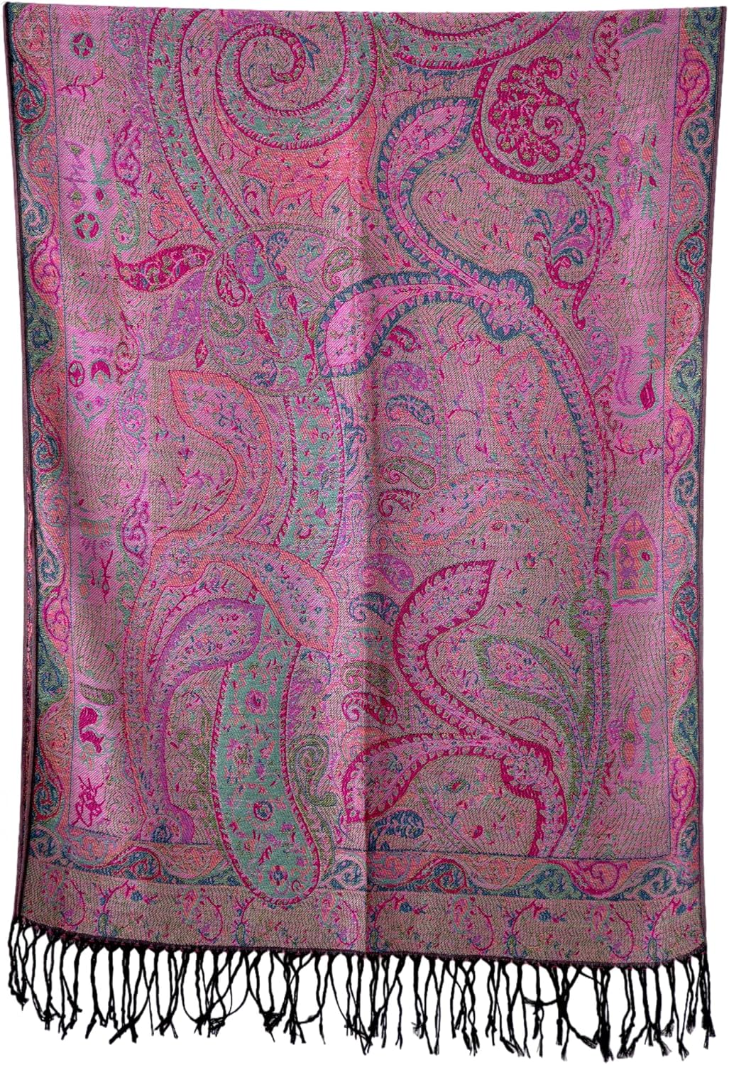 Achillea Reversible Paisley Pashmina Rave Scarf – Exotic Indian Shawls and Wraps for Evening Dresses, Festivals, All Seasons - Colors A