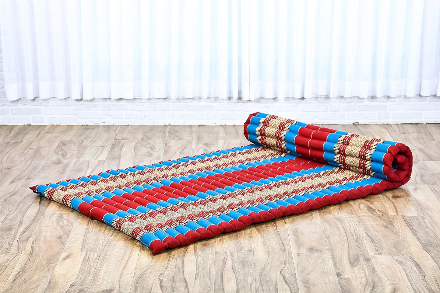 Leewadee - Kapok Roll Mat – Handcrafted Folding Sleep & Relaxation Mattress from Thailand, Ideal as Guest Bed, Camping Mat, Yoga Mat or Traditional Futon, 75 x 39 inches, Anthracite