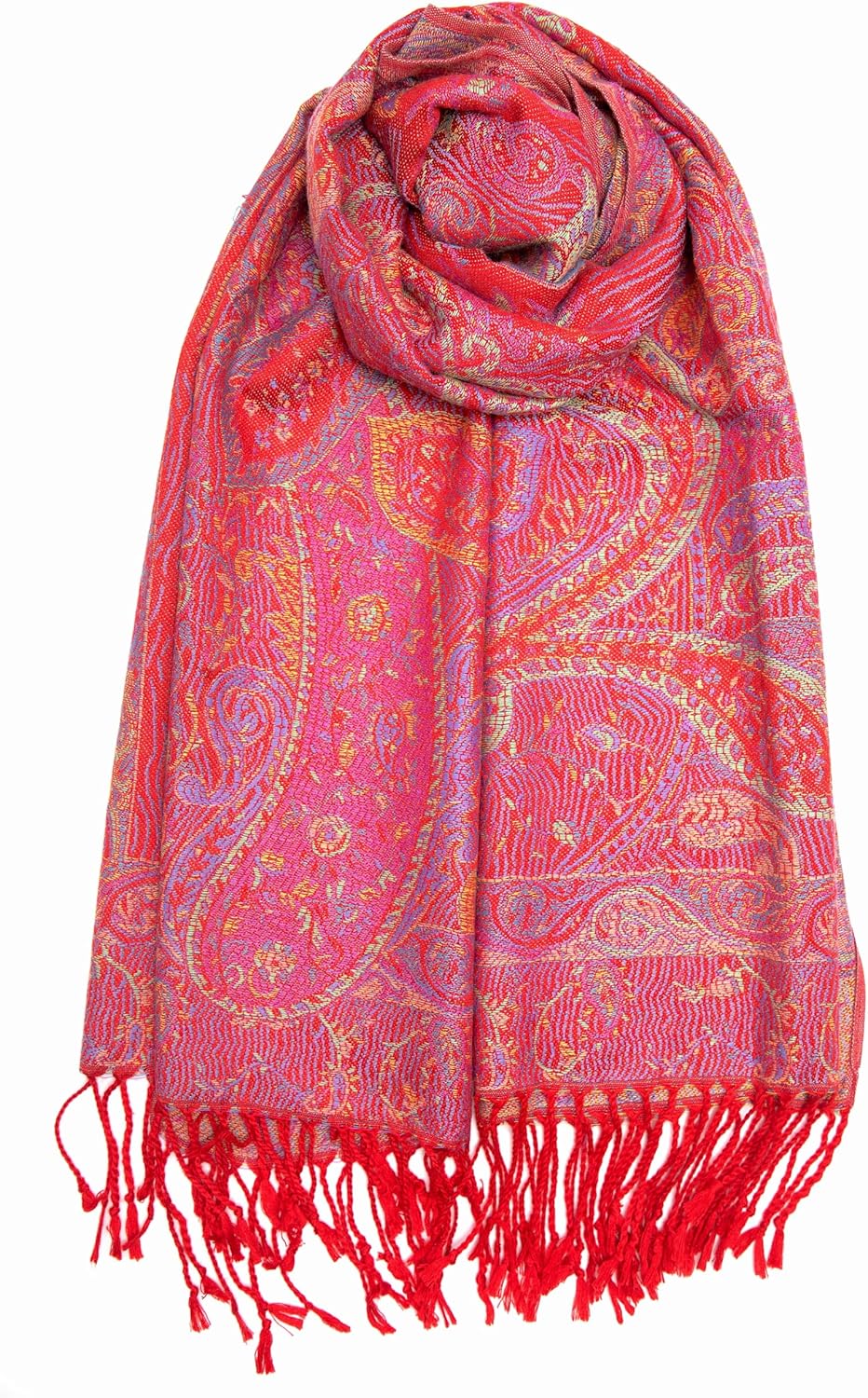 Achillea Reversible Paisley Pashmina Rave Scarf – Exotic Indian Shawls and Wraps for Evening Dresses, Festivals, All Seasons - Colors A