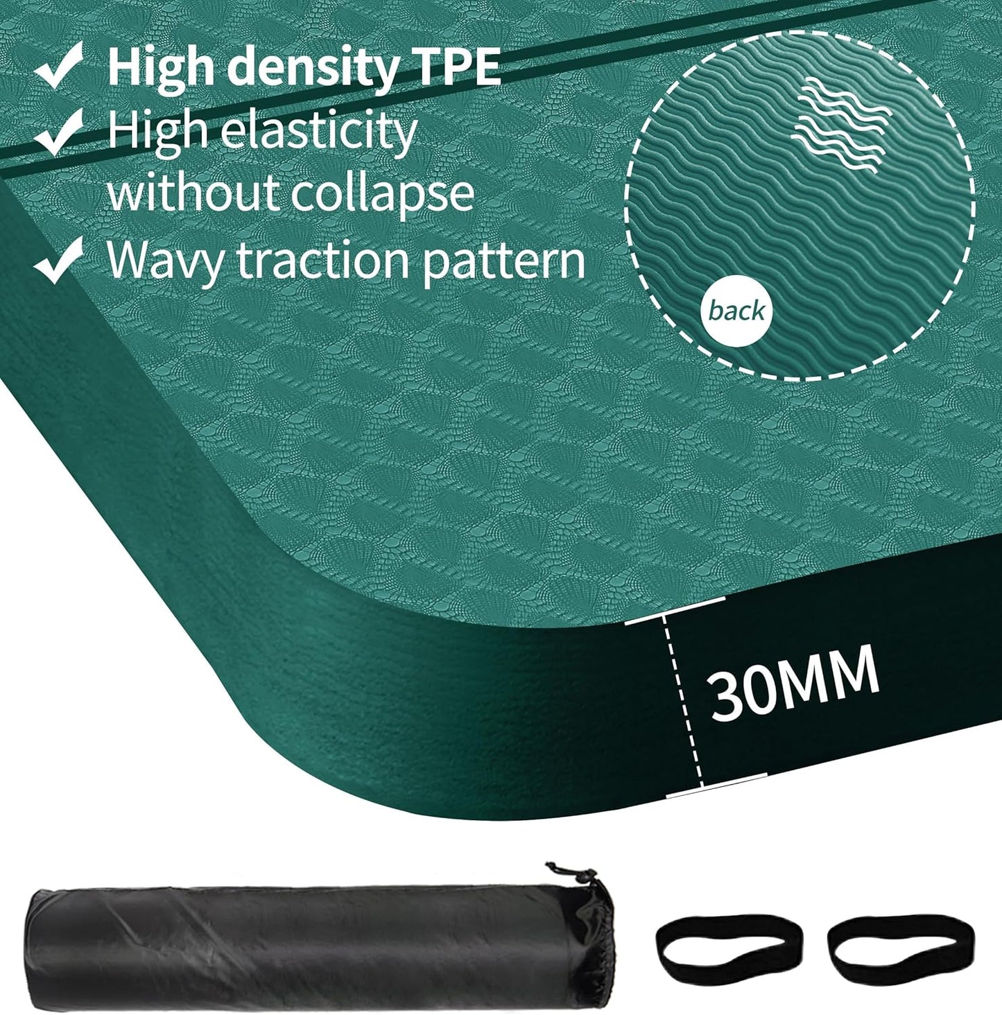 nuveti Large Exercise Mat - 15mm/20mm/30mm Thick Yoga Mat | Workout Mat for Fitness, Yoga, Pilates, Stretching & Floor Exercises for Women & Men with Free Carrying Bag