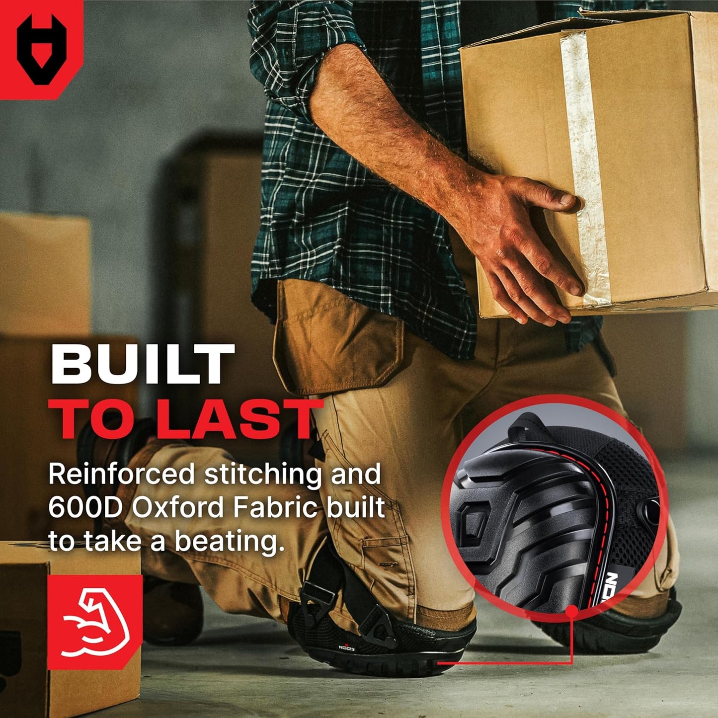 NoCry Professional Construction Knee Pads for Men and Women with Non-Slip Heavy Duty Cap and Ankle Support — Thick Foam and Gel Cushioning — Reinforced, Adjustable Straps and Military Grade Rivets