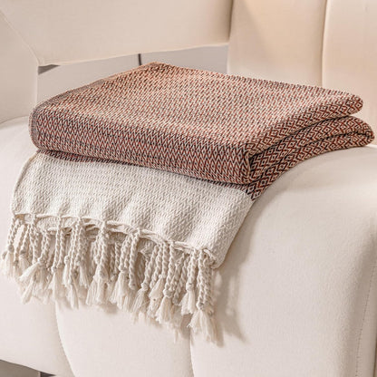 Peshtemania Premium Cotton Throw Blanket, 50x60 inches, Light Blue, Turkish Herringbone, Farmhouse Decor, Yoga Blanket, Picnic Blanket