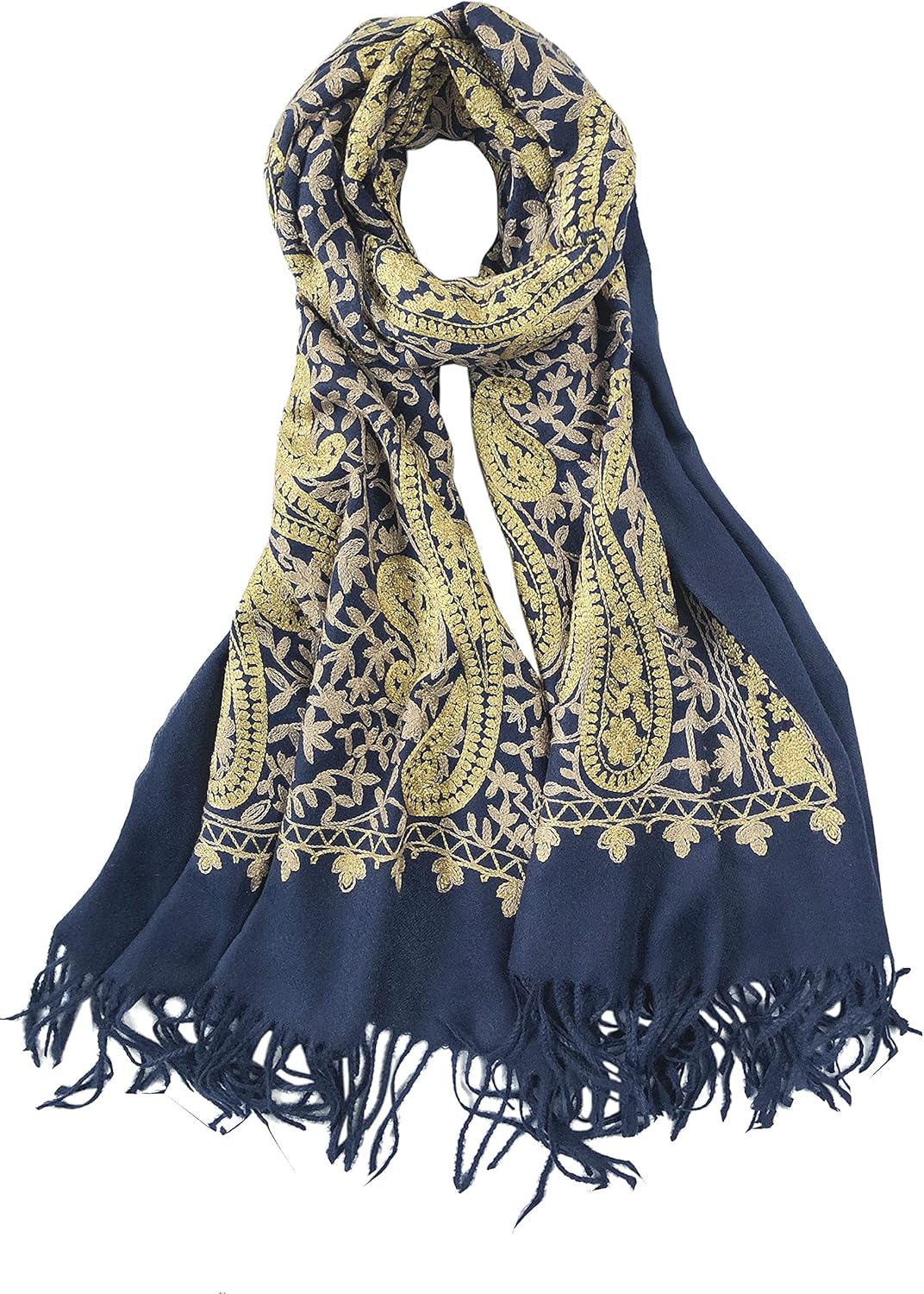 Urban CoCo Women's Embroidered Oversize Tassel Shawl Scarf Wraps for Women