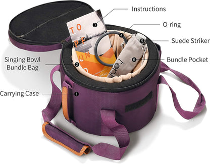 TOPFUND F Note Crystal Singing Bowl 10 inch Heart Chakra with Heavy Duty Carrying Case and Suede Mallet