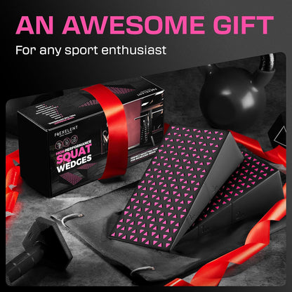 Flexelent Squat Wedge Block Pair - Heel Elevated Squat Wedge for Deeper Squats, Heavy Lifting and Better Form - 17° Angle Exercise Wedges, Slant Board for Squats with Carry Backpack