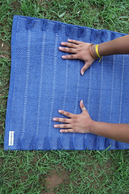 EcoComfort Cotton Yoga Mat - Hand-Woven, Extra-Thick for Ultimate Home Fitness - Durable & Stylish Yoga Rug (24”x72”x5mm)
