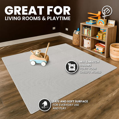 bemaxx Gym Mats Set - 18 pcs EVA Interlocking Foam Floor Tiles (12.6"x12.6"x0.4") 18sqft Protective Gym Flooring Sports Home Workout Exercise Mats Puzzle Garage Fitness Play-Room Pool Treadmill Bike
