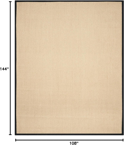 SAFAVIEH Area Rug 11x15 - Natural Fiber Collection - Large - Maize & Linen Color, Sisal, Woven Design with Border (NF141B) - Colors A