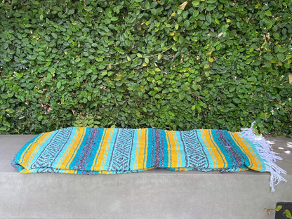 Del Mex Classic Mexican Blanket, Large Authentic Woven Falsa Throw (70"x50"), Artisan Southwest Décor for Beach, Yoga, Outdoors (Lavender)