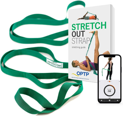 The Original Stretch Out Strap with Exercise Book, USA-Made Yoga Strap