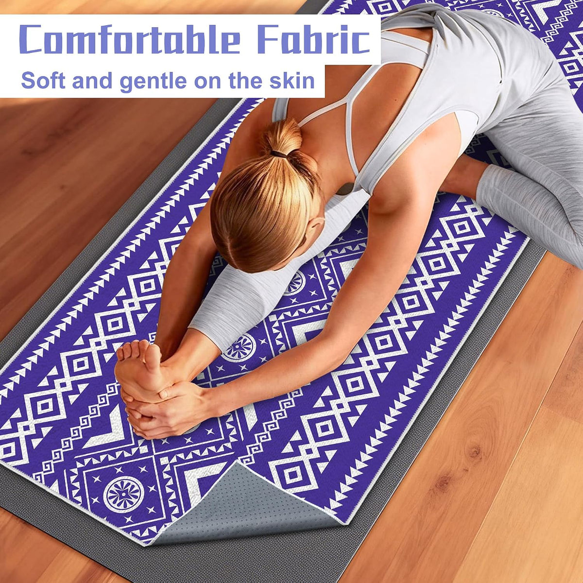 Yoga Towel,Absorbent Yoga Mat Towel for Hot Yoga Non Slip,Stylish Prints,Ideal for Workouts,Hot Yoga,Bikram,Pilates Equipment,72 x 27 in,Gradient Mandala - Colors A