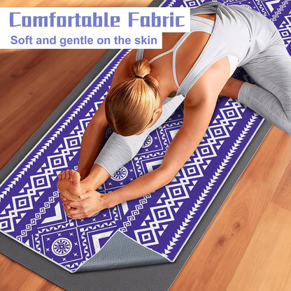 Yoga Towel,Absorbent Yoga Mat Towel for Hot Yoga Non Slip,Stylish Prints,Ideal for Workouts,Hot Yoga,Bikram,Pilates Equipment,72 x 27 in,Gradient Mandala - Colors A