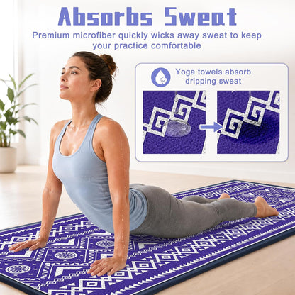Yoga Towel,Absorbent Yoga Mat Towel for Hot Yoga Non Slip,Stylish Prints,Ideal for Workouts,Hot Yoga,Bikram,Pilates Equipment,72 x 27 in,Gradient Mandala - Colors A