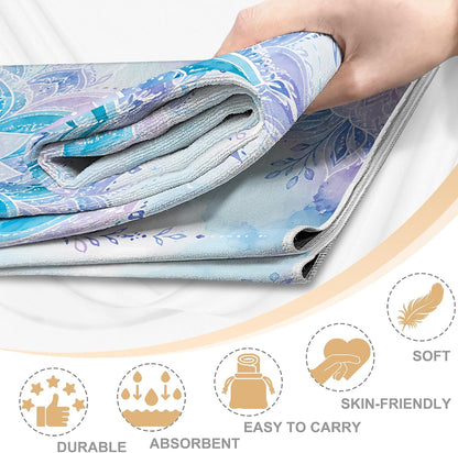Yoga Towel,Absorbent Yoga Mat Towel for Hot Yoga Non Slip,Stylish Prints,Ideal for Workouts,Hot Yoga,Bikram,Pilates Equipment,72 x 27 in,Gradient Mandala - Colors A