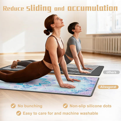 Yoga Towel,Absorbent Yoga Mat Towel for Hot Yoga Non Slip,Stylish Prints,Ideal for Workouts,Hot Yoga,Bikram,Pilates Equipment,72 x 27 in,Gradient Mandala - Colors A