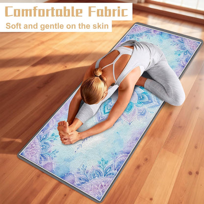 Yoga Towel,Absorbent Yoga Mat Towel for Hot Yoga Non Slip,Stylish Prints,Ideal for Workouts,Hot Yoga,Bikram,Pilates Equipment,72 x 27 in,Gradient Mandala - Colors A