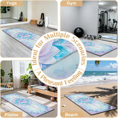 Yoga Towel,Absorbent Yoga Mat Towel for Hot Yoga Non Slip,Stylish Prints,Ideal for Workouts,Hot Yoga,Bikram,Pilates Equipment,72 x 27 in,Gradient Mandala - Colors A