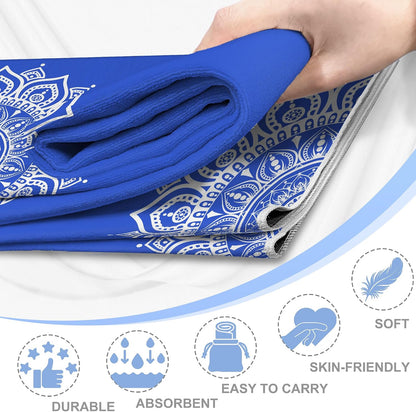 Yoga Towel,Absorbent Yoga Mat Towel for Hot Yoga Non Slip,Stylish Prints,Ideal for Workouts,Hot Yoga,Bikram,Pilates Equipment,72 x 27 in,Gradient Mandala - Colors A