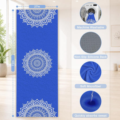 Yoga Towel,Absorbent Yoga Mat Towel for Hot Yoga Non Slip,Stylish Prints,Ideal for Workouts,Hot Yoga,Bikram,Pilates Equipment,72 x 27 in,Gradient Mandala - Colors A