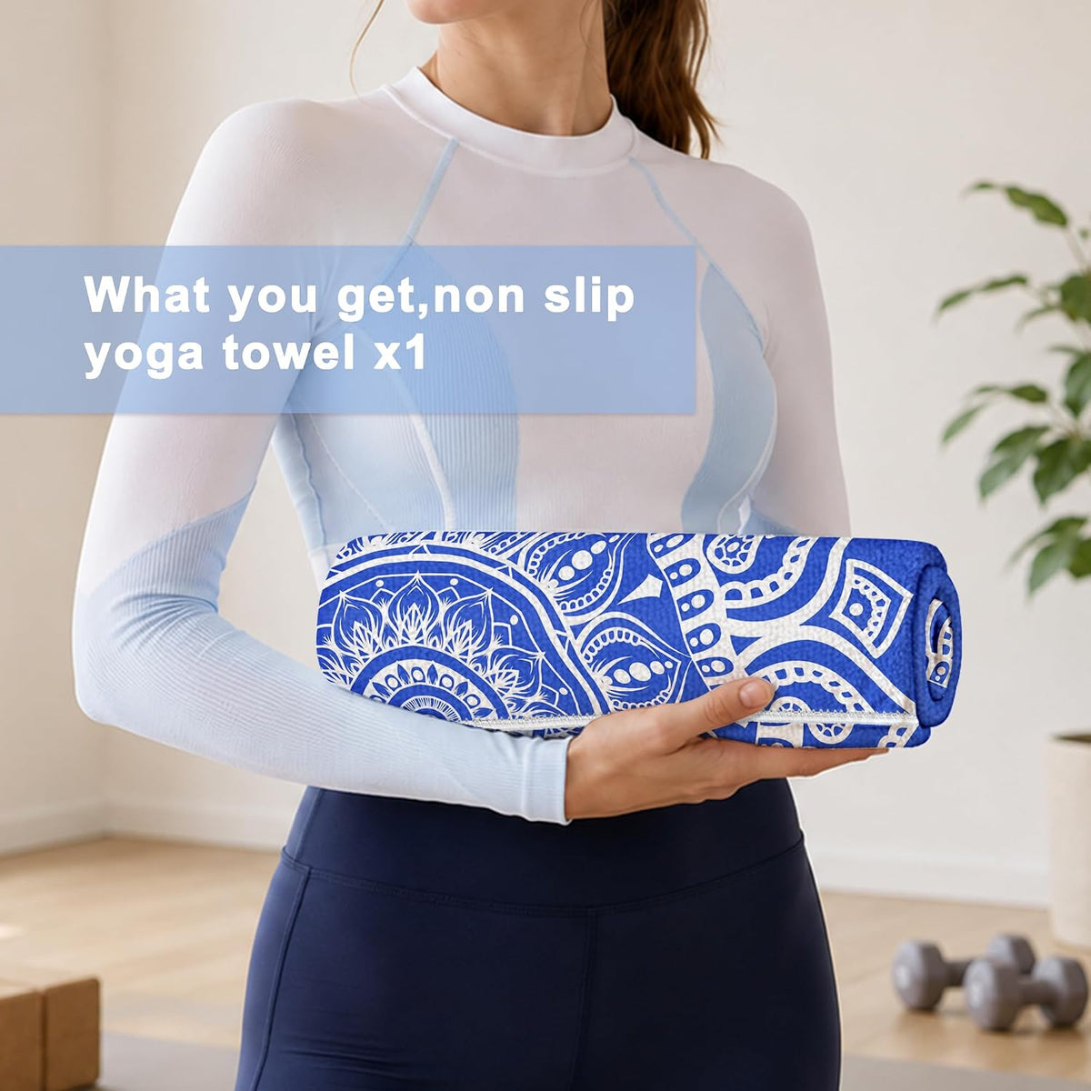 Yoga Towel,Absorbent Yoga Mat Towel for Hot Yoga Non Slip,Stylish Prints,Ideal for Workouts,Hot Yoga,Bikram,Pilates Equipment,72 x 27 in,Gradient Mandala - Colors A