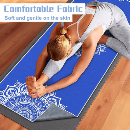 Yoga Towel,Absorbent Yoga Mat Towel for Hot Yoga Non Slip,Stylish Prints,Ideal for Workouts,Hot Yoga,Bikram,Pilates Equipment,72 x 27 in,Gradient Mandala - Colors A