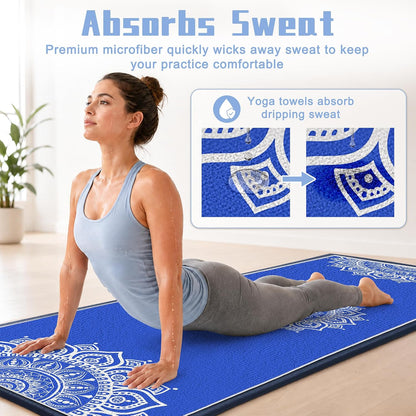 Yoga Towel,Absorbent Yoga Mat Towel for Hot Yoga Non Slip,Stylish Prints,Ideal for Workouts,Hot Yoga,Bikram,Pilates Equipment,72 x 27 in,Gradient Mandala - Colors A