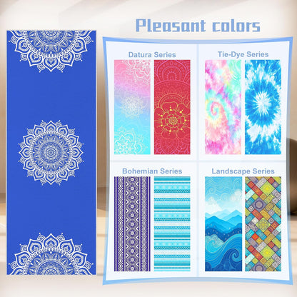 Yoga Towel,Absorbent Yoga Mat Towel for Hot Yoga Non Slip,Stylish Prints,Ideal for Workouts,Hot Yoga,Bikram,Pilates Equipment,72 x 27 in,Gradient Mandala - Colors A