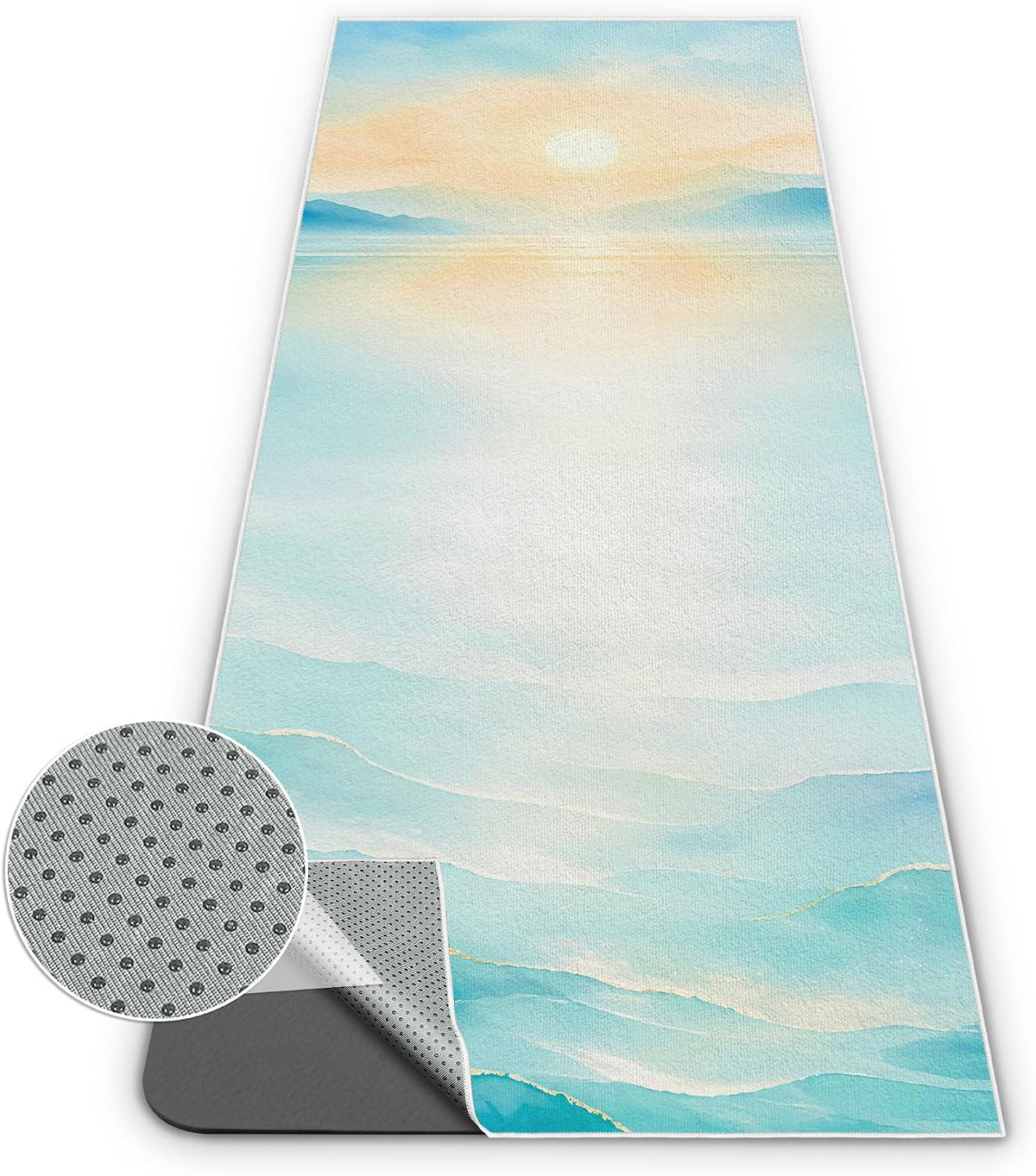 Yoga Towel,Absorbent Yoga Mat Towel for Hot Yoga Non Slip,Stylish Prints,Ideal for Workouts,Hot Yoga,Bikram,Pilates Equipment,72 x 27 in,Gradient Mandala - Colors A