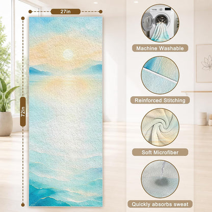 Yoga Towel,Absorbent Yoga Mat Towel for Hot Yoga Non Slip,Stylish Prints,Ideal for Workouts,Hot Yoga,Bikram,Pilates Equipment,72 x 27 in,Gradient Mandala - Colors A
