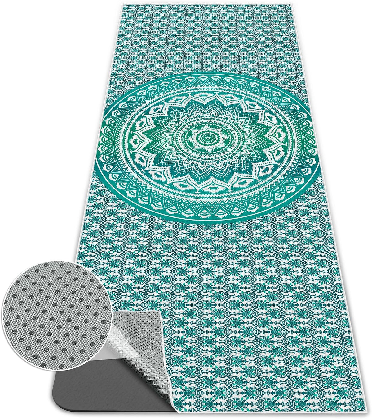 Yoga Towel,Absorbent Yoga Mat Towel for Hot Yoga Non Slip,Stylish Prints,Ideal for Workouts,Hot Yoga,Bikram,Pilates Equipment,72 x 27 in,Gradient Mandala - Colors A