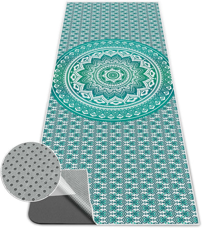 Yoga Towel,Absorbent Yoga Mat Towel for Hot Yoga Non Slip,Stylish Prints,Ideal for Workouts,Hot Yoga,Bikram,Pilates Equipment,72 x 27 in,Gradient Mandala - Colors A