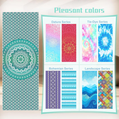 Yoga Towel,Absorbent Yoga Mat Towel for Hot Yoga Non Slip,Stylish Prints,Ideal for Workouts,Hot Yoga,Bikram,Pilates Equipment,72 x 27 in,Gradient Mandala - Colors A