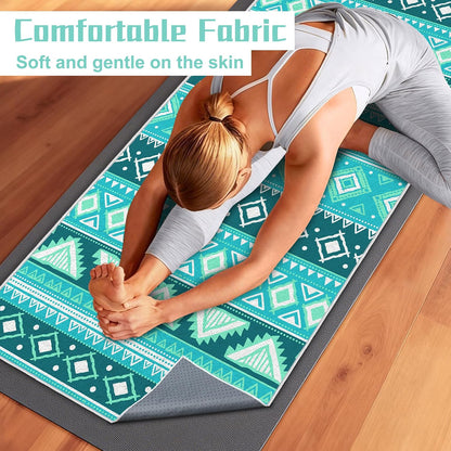Yoga Towel,Absorbent Yoga Mat Towel for Hot Yoga Non Slip,Stylish Prints,Ideal for Workouts,Hot Yoga,Bikram,Pilates Equipment,72 x 27 in,Gradient Mandala - Colors A