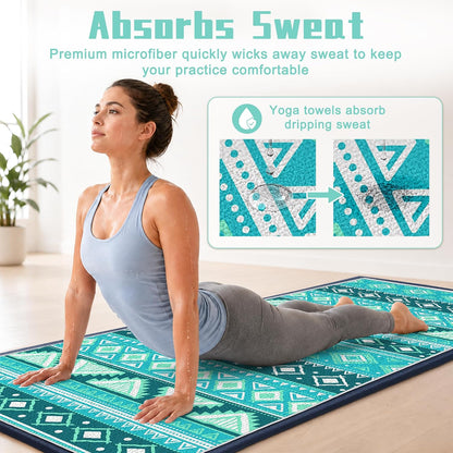 Yoga Towel,Absorbent Yoga Mat Towel for Hot Yoga Non Slip,Stylish Prints,Ideal for Workouts,Hot Yoga,Bikram,Pilates Equipment,72 x 27 in,Gradient Mandala - Colors A