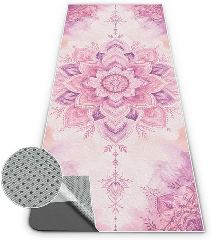 Yoga Towel,Absorbent Yoga Mat Towel for Hot Yoga Non Slip,Stylish Prints,Ideal for Workouts,Hot Yoga,Bikram,Pilates Equipment,72 x 27 in,Gradient Mandala - Colors A