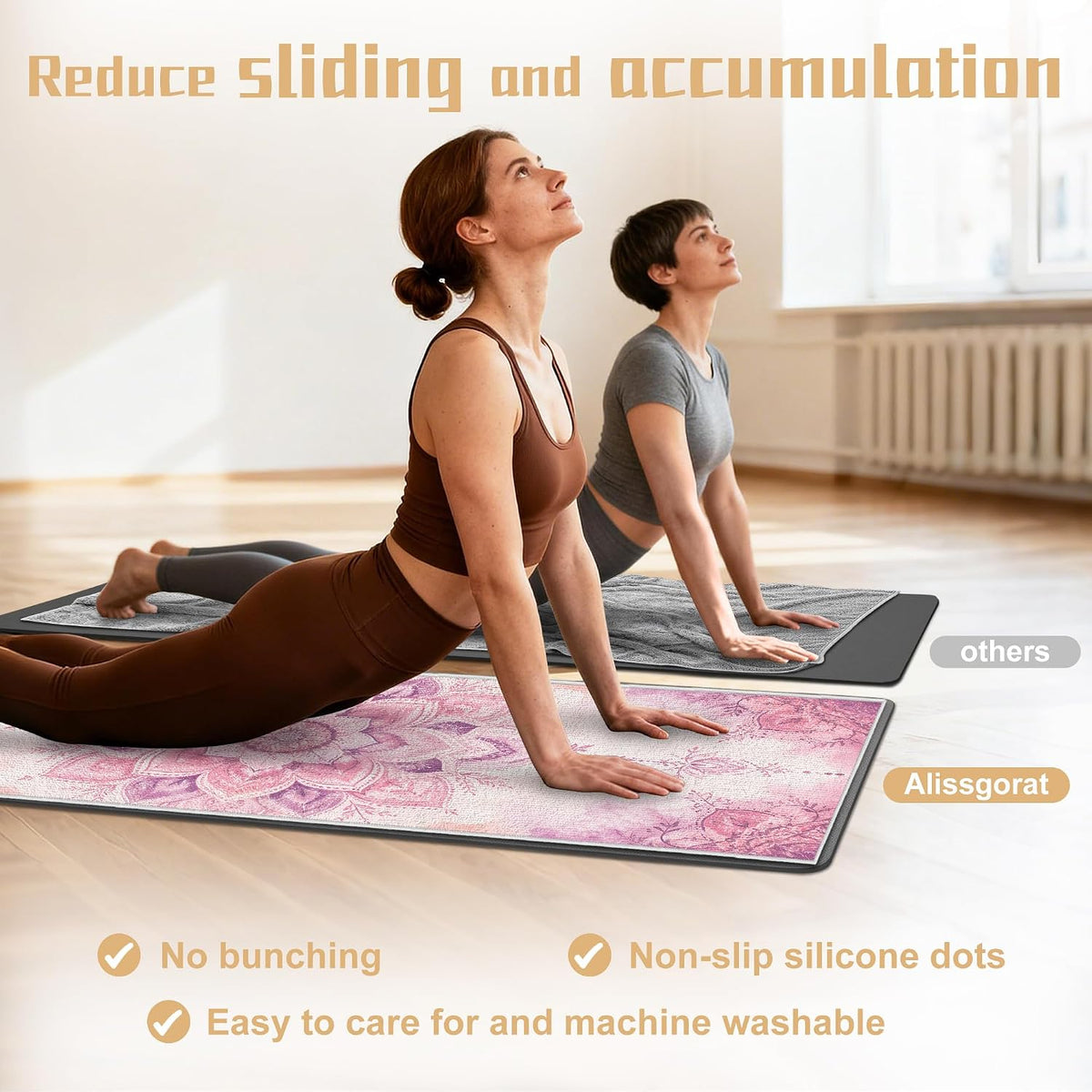 Yoga Towel,Absorbent Yoga Mat Towel for Hot Yoga Non Slip,Stylish Prints,Ideal for Workouts,Hot Yoga,Bikram,Pilates Equipment,72 x 27 in,Gradient Mandala - Colors A