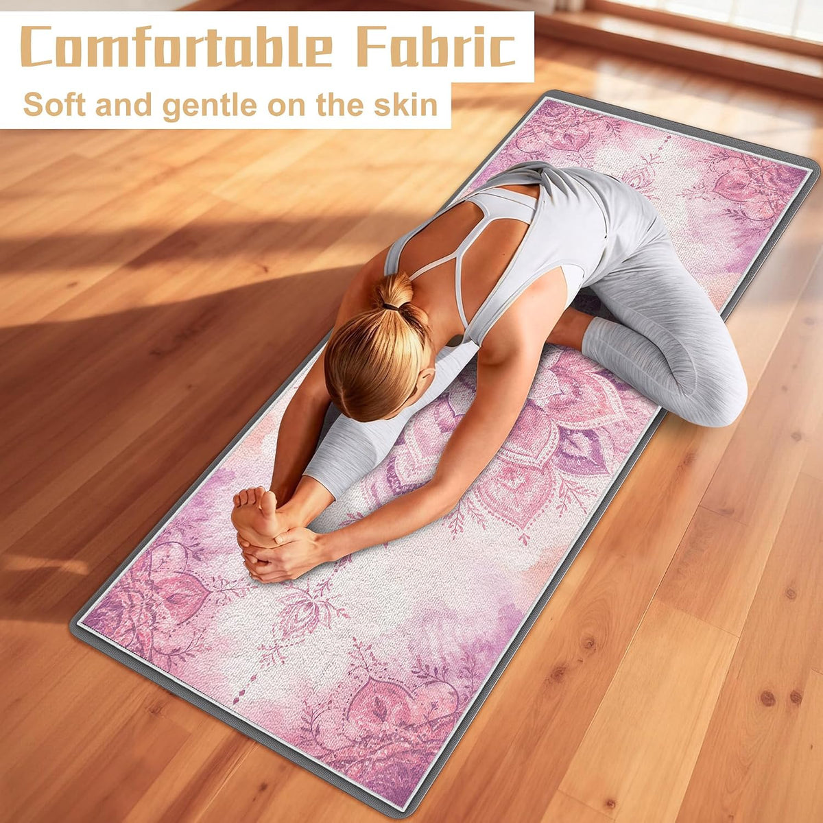 Yoga Towel,Absorbent Yoga Mat Towel for Hot Yoga Non Slip,Stylish Prints,Ideal for Workouts,Hot Yoga,Bikram,Pilates Equipment,72 x 27 in,Gradient Mandala - Colors A