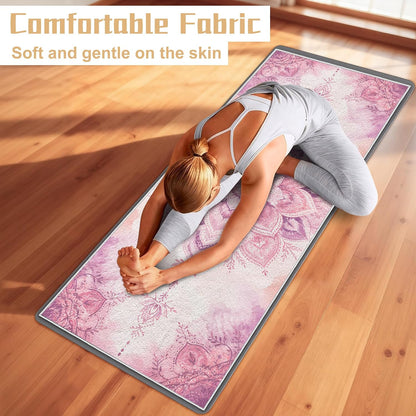 Yoga Towel,Absorbent Yoga Mat Towel for Hot Yoga Non Slip,Stylish Prints,Ideal for Workouts,Hot Yoga,Bikram,Pilates Equipment,72 x 27 in,Gradient Mandala - Colors A