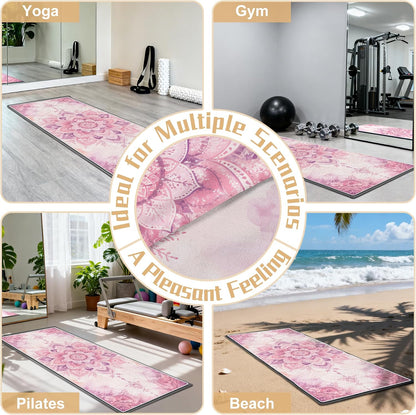 Yoga Towel,Absorbent Yoga Mat Towel for Hot Yoga Non Slip,Stylish Prints,Ideal for Workouts,Hot Yoga,Bikram,Pilates Equipment,72 x 27 in,Gradient Mandala - Colors A