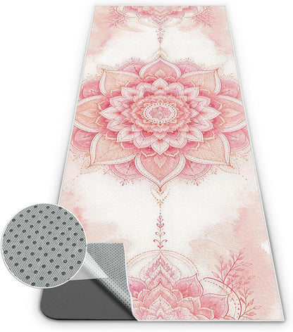 Yoga Towel,Absorbent Yoga Mat Towel for Hot Yoga Non Slip,Stylish Prints,Ideal for Workouts,Hot Yoga,Bikram,Pilates Equipment,72 x 27 in,Gradient Mandala - Colors A