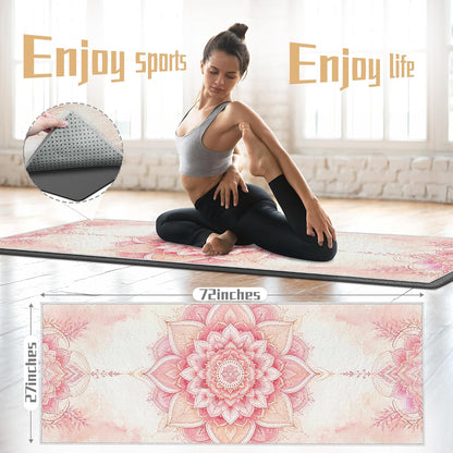 Yoga Towel,Absorbent Yoga Mat Towel for Hot Yoga Non Slip,Stylish Prints,Ideal for Workouts,Hot Yoga,Bikram,Pilates Equipment,72 x 27 in,Gradient Mandala - Colors A