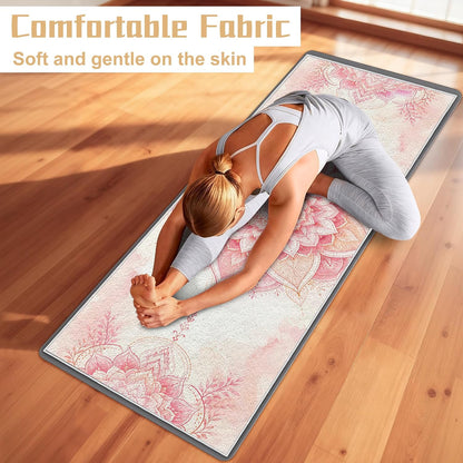 Yoga Towel,Absorbent Yoga Mat Towel for Hot Yoga Non Slip,Stylish Prints,Ideal for Workouts,Hot Yoga,Bikram,Pilates Equipment,72 x 27 in,Gradient Mandala - Colors A