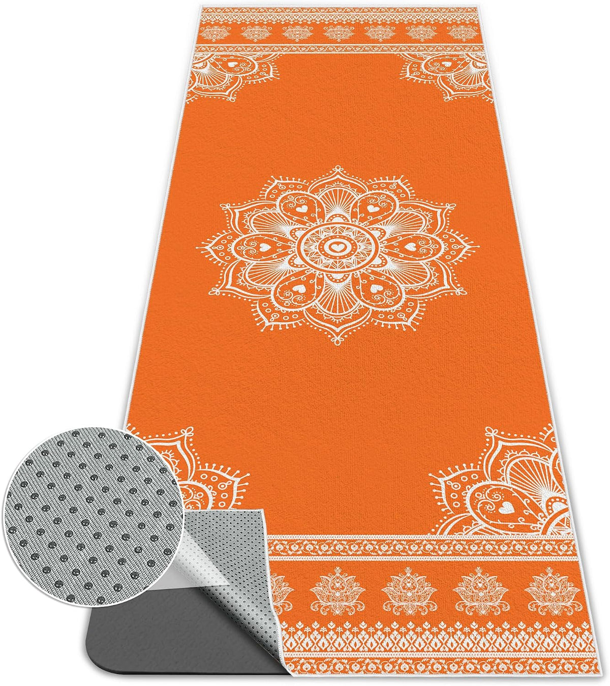 Yoga Towel,Absorbent Yoga Mat Towel for Hot Yoga Non Slip,Stylish Prints,Ideal for Workouts,Hot Yoga,Bikram,Pilates Equipment,72 x 27 in,Gradient Mandala - Colors A