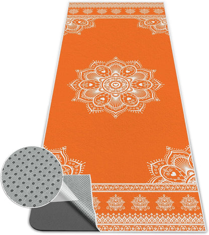 Yoga Towel,Absorbent Yoga Mat Towel for Hot Yoga Non Slip,Stylish Prints,Ideal for Workouts,Hot Yoga,Bikram,Pilates Equipment,72 x 27 in,Gradient Mandala - Colors A