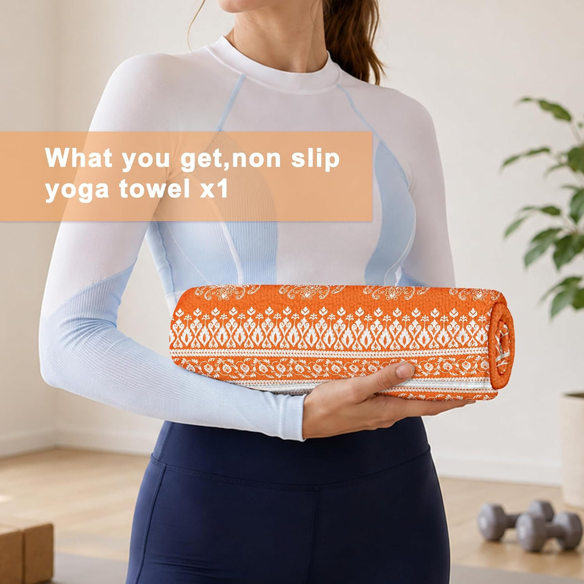 Yoga Towel,Absorbent Yoga Mat Towel for Hot Yoga Non Slip,Stylish Prints,Ideal for Workouts,Hot Yoga,Bikram,Pilates Equipment,72 x 27 in,Gradient Mandala - Colors A
