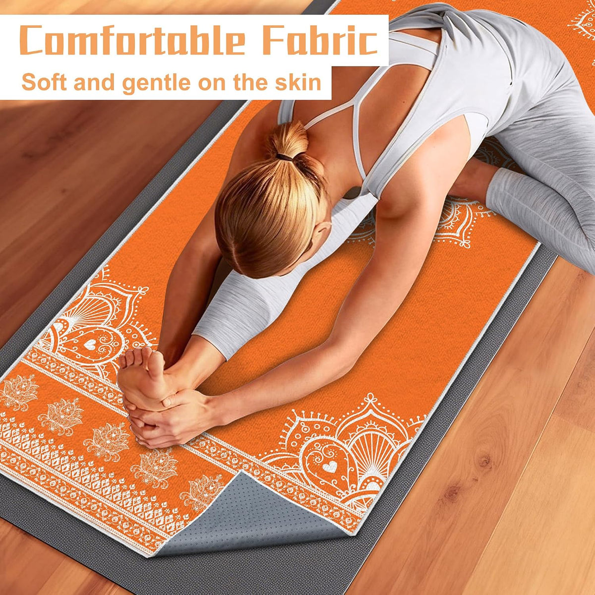 Yoga Towel,Absorbent Yoga Mat Towel for Hot Yoga Non Slip,Stylish Prints,Ideal for Workouts,Hot Yoga,Bikram,Pilates Equipment,72 x 27 in,Gradient Mandala - Colors A