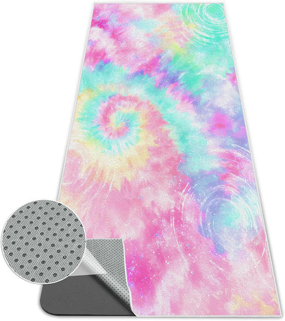 Yoga Towel,Absorbent Yoga Mat Towel for Hot Yoga Non Slip,Stylish Prints,Ideal for Workouts,Hot Yoga,Bikram,Pilates Equipment,72 x 27 in,Gradient Mandala - Colors A