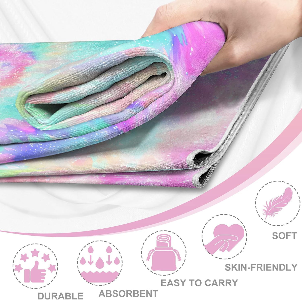 Yoga Towel,Absorbent Yoga Mat Towel for Hot Yoga Non Slip,Stylish Prints,Ideal for Workouts,Hot Yoga,Bikram,Pilates Equipment,72 x 27 in,Gradient Mandala - Colors A
