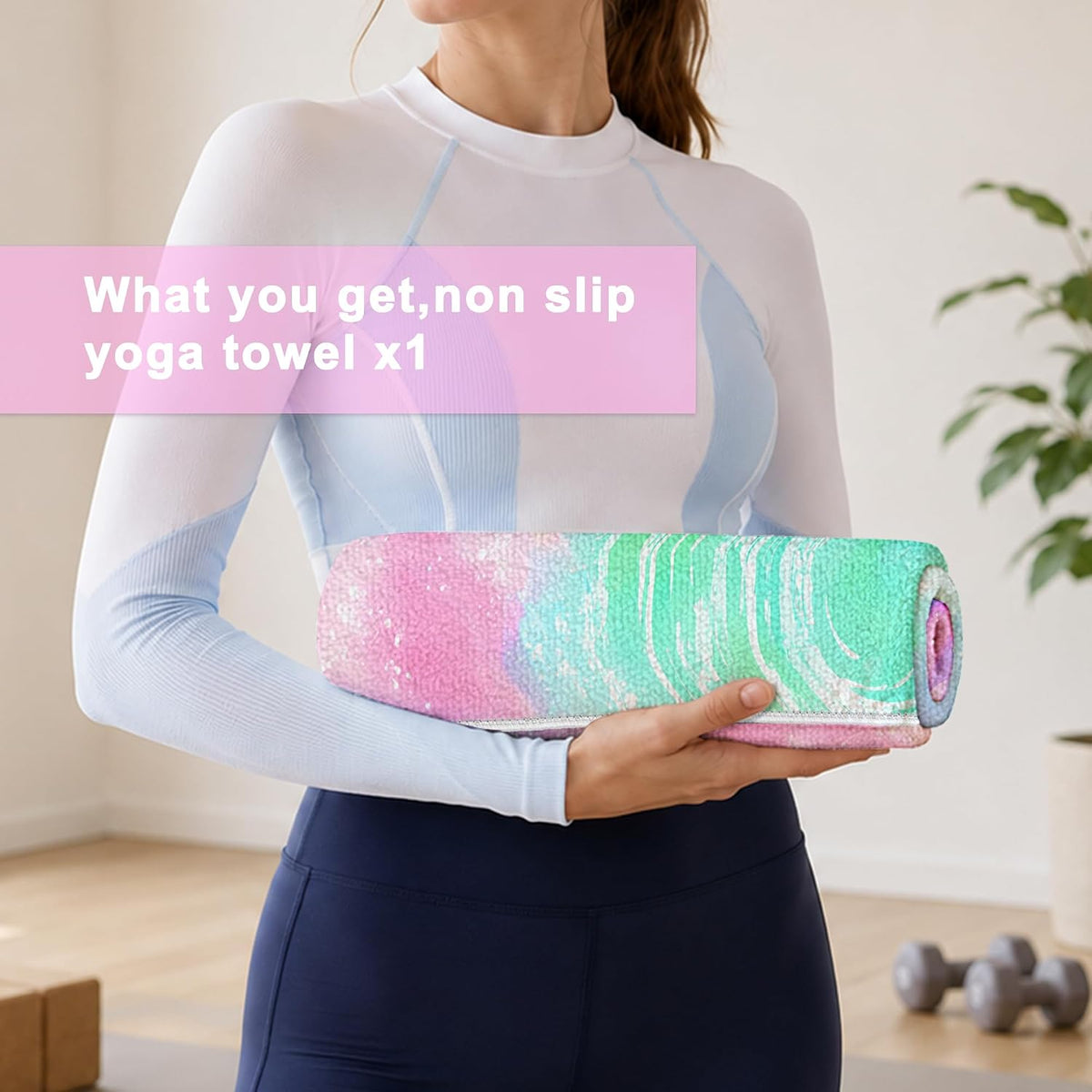 Yoga Towel,Absorbent Yoga Mat Towel for Hot Yoga Non Slip,Stylish Prints,Ideal for Workouts,Hot Yoga,Bikram,Pilates Equipment,72 x 27 in,Gradient Mandala - Colors A
