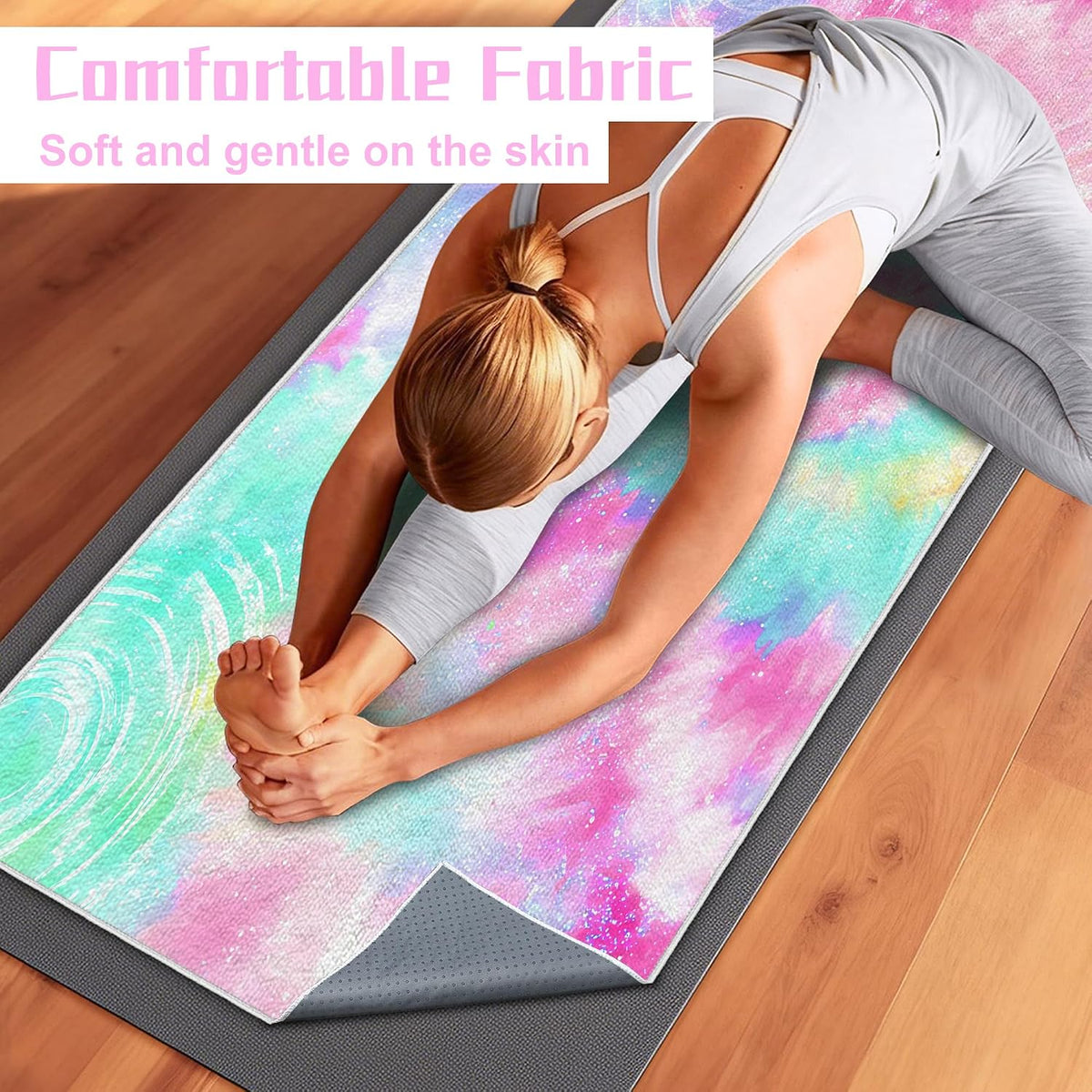Yoga Towel,Absorbent Yoga Mat Towel for Hot Yoga Non Slip,Stylish Prints,Ideal for Workouts,Hot Yoga,Bikram,Pilates Equipment,72 x 27 in,Gradient Mandala - Colors A